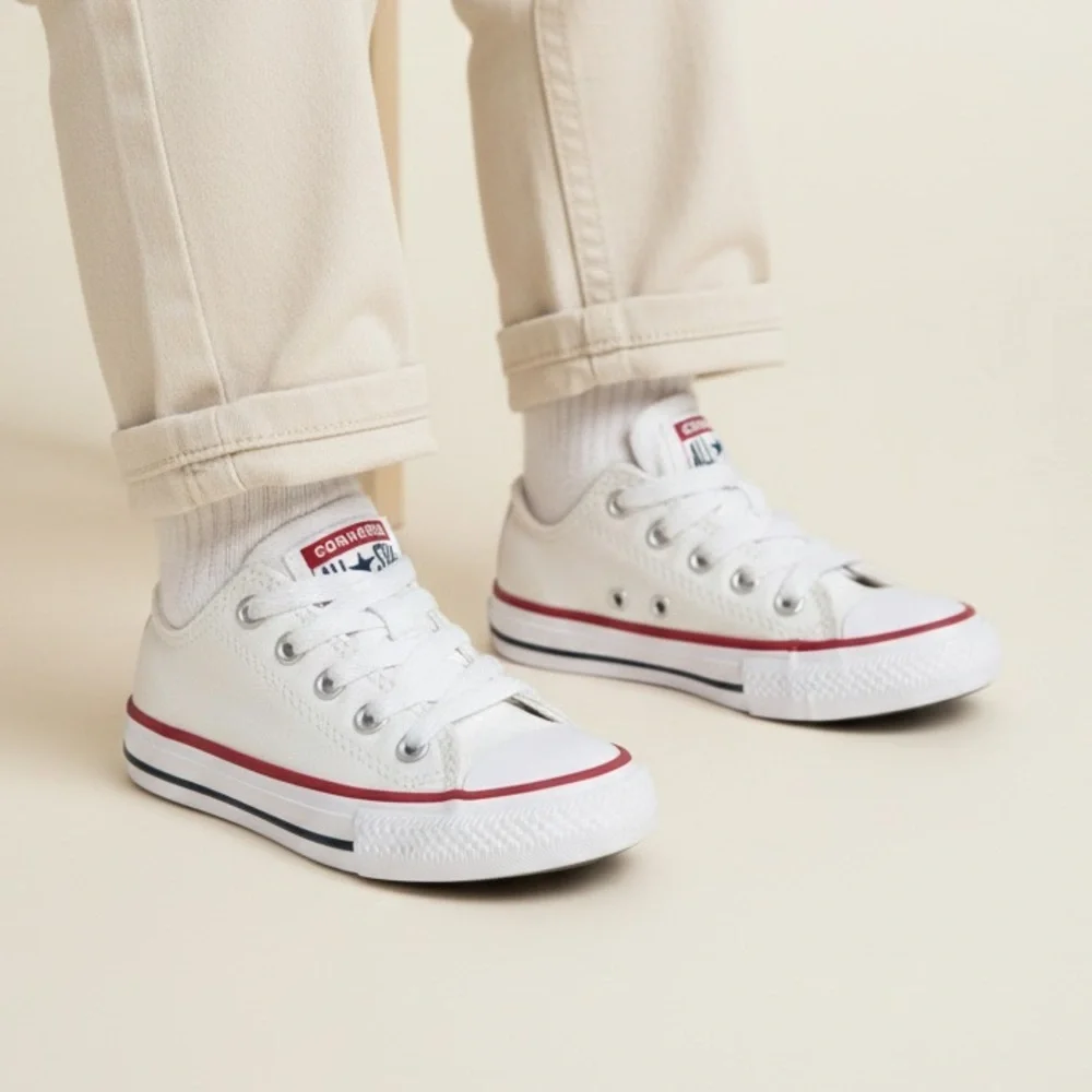 Converse Kids White and Red Sneakers